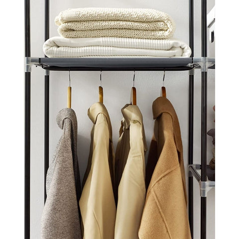 Ribbe Portable Closet Wardrobe Clothing Rack with Cover and Adjustable Shelves