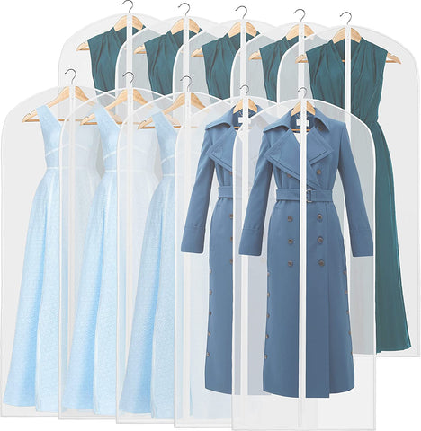 Set of 10 Durable Garment Bags with zipper - Translucent, Waterproof, Dustproof