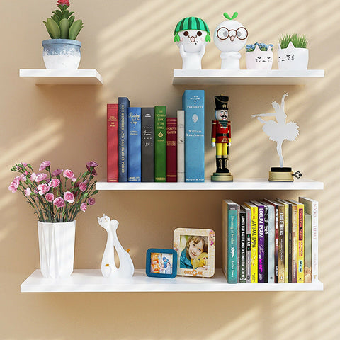 Floating Decorative Wall Mounted Shelves - 4 Piece Set