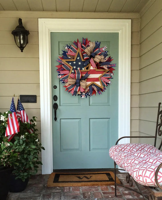 Rustic Patriotic Stars Wreath