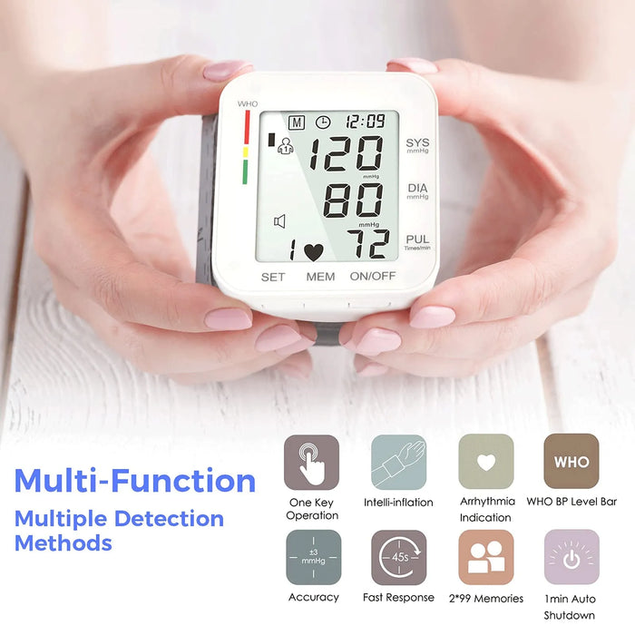 Blood Pressure Monitor LCD Display Adjustable Wrist Cuff