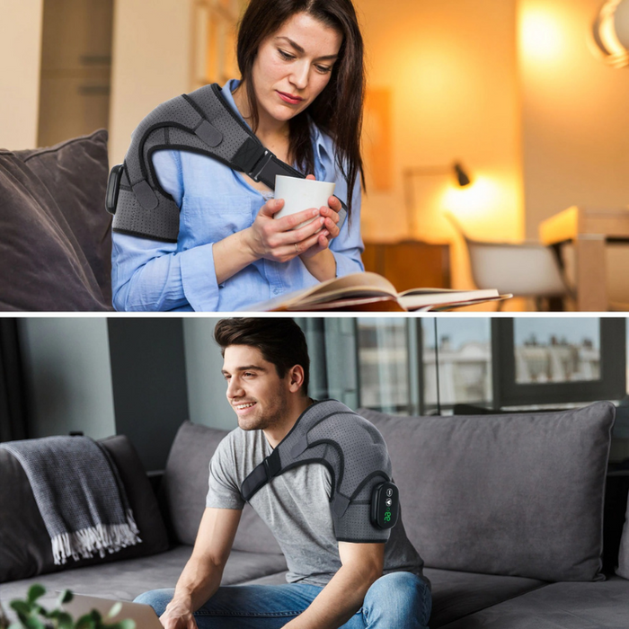 Rechargeable Heated Shoulder Brace Wrap Vibration Massage 3 Infrared Heating Setting Rotator Cuff Frozen Shoulder Pain Relief Unisex