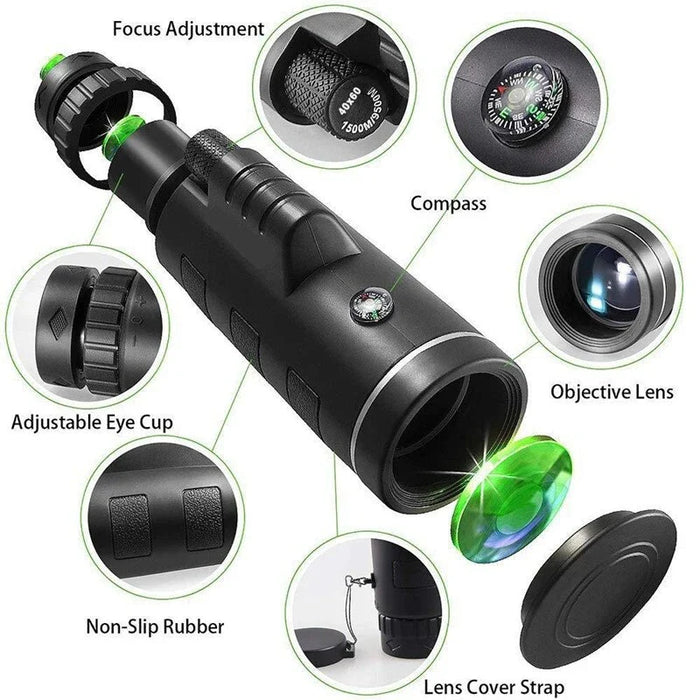 HD Monocular - High Power Monocular with Smartphone Holder & Tripod – Waterproof Monocular Telescope