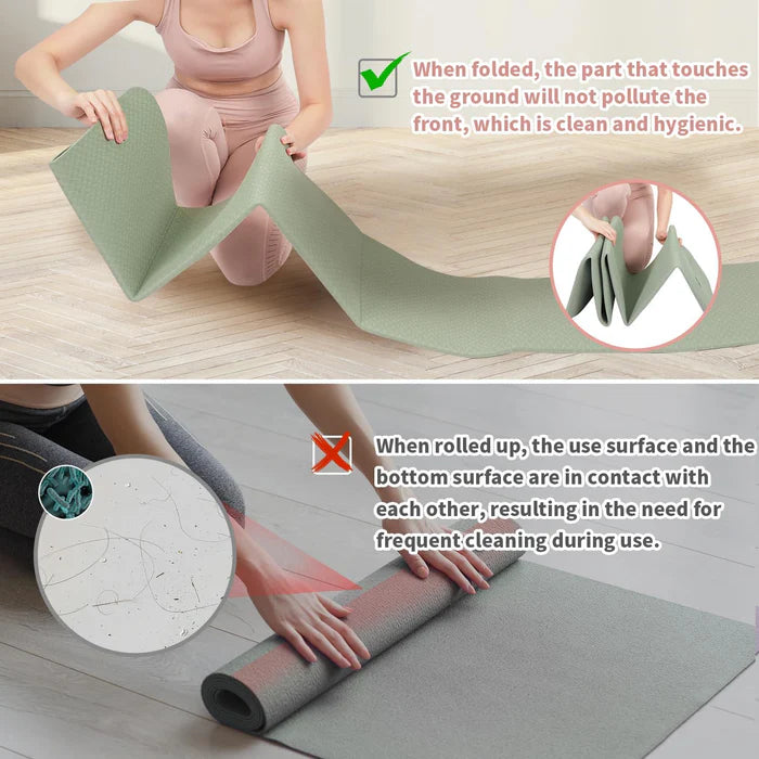 Foldable Yoga Mat - Thick Travel Yoga Mat for Yoga, Pilates, Meditation and Floor Workouts