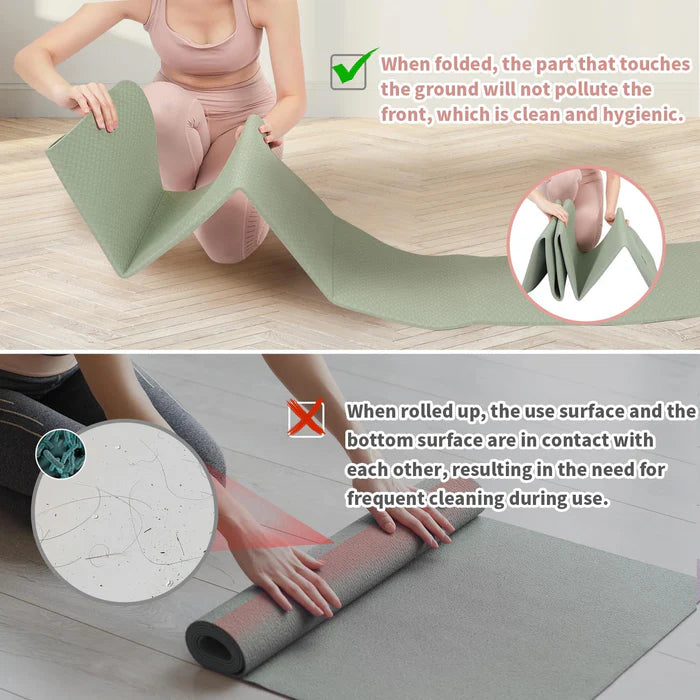 Foldable Yoga Mat - Thick Travel Yoga Mat for Yoga, Pilates, Meditation and Floor Workouts