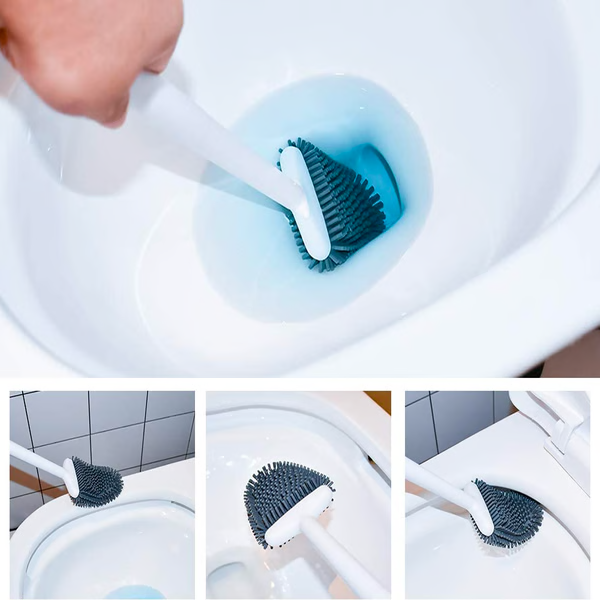 Revolutionary Flexible Silicone Toilet Brush With Holder