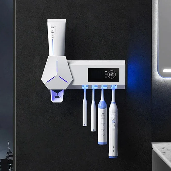 Smart UV Toothbrush Holder - Multifunctional Toothbrush Disinfector Automatic Toothpaste Dispenser Squeezer
