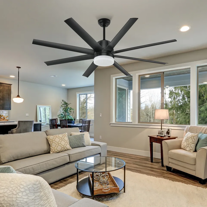 60 Inch Indoor Modern Chandelier Lamp LED Ceiling Fan Light with Remote 8 Blades