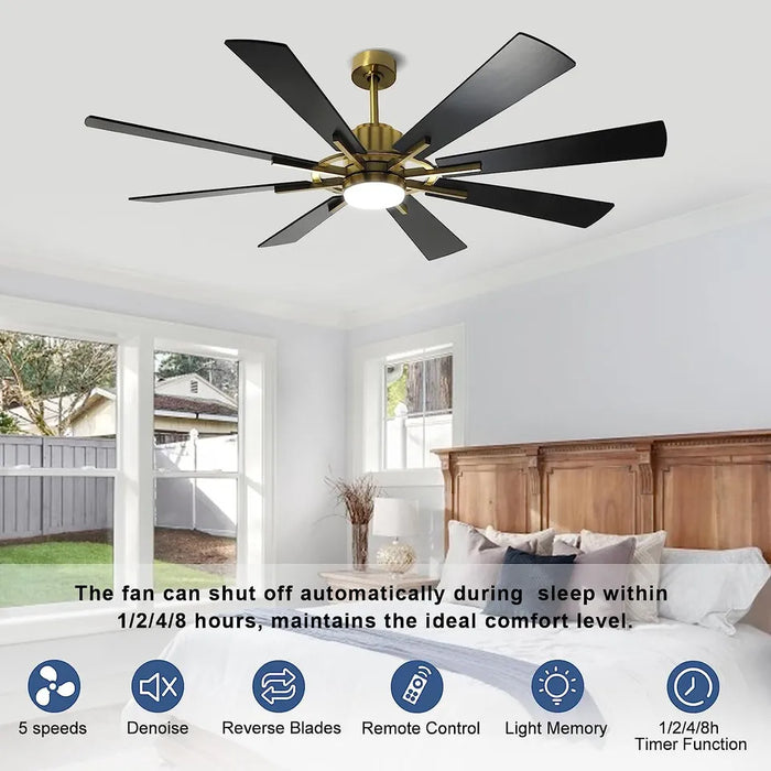 72 In Ceiling Fan with Lights and Remote Control LED 8 Blades Chandelier Lamp