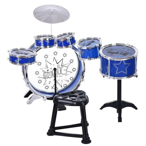 Premium Kids Children's Drum Set Kit Jazz Cymbal Chair Kick Pedal