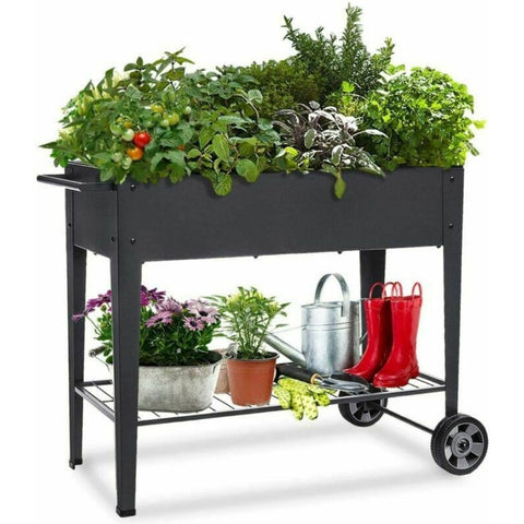 Raised garden bed on wheels | Elevated planter box | For flowers, herbs and vegetables - By Ribbedecor