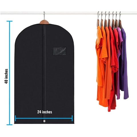 Set of 5 Premium Garment Bags - Clear window, Water-resistant - 40