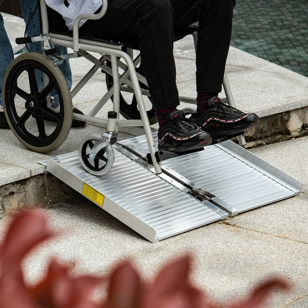Non skid foldable aluminium wheelchair ramp - With suitcase - 28.3