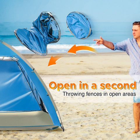 Instant Pop-Up Beach Tent - 4 Person Sun Shelter - UPF 50+