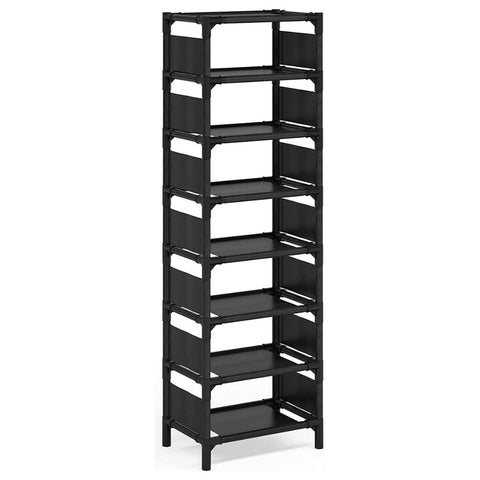 Vertical Entryway Shoe Storage Rack  - With Side and Top Fabric Cover Cloth - 7 Tier