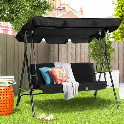 Outdoor patio swing bench - With canopy and removable cushion