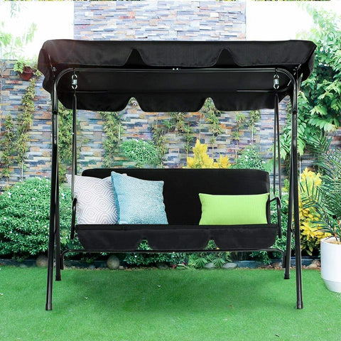 Outdoor patio swing bench - With canopy and removable cushion