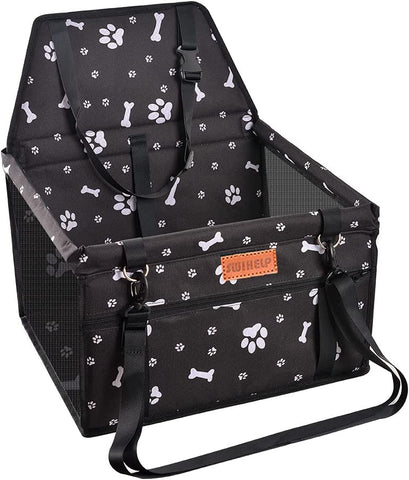 Dog Booster Car Seat - For Small Dogs, Puppies and Pets - With Clip On Safety Leash
