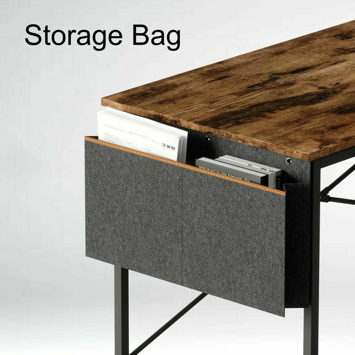 Small Computer Desk with Storage Bag and Side Hooks