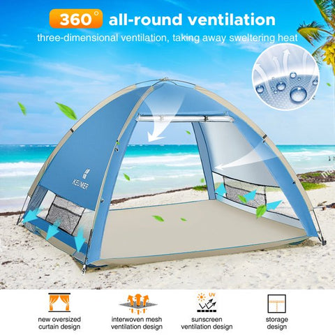 Instant Pop-Up Beach Tent - 4 Person Sun Shelter - UPF 50+