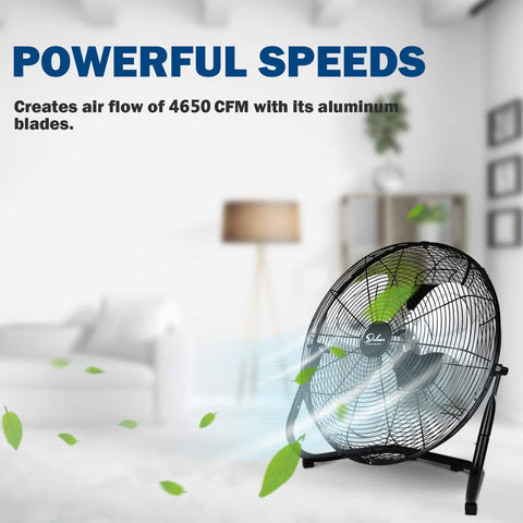 Ribbe Deluxe High Velocity Industrial Floor Fan | With Quiet Mode | 3-speed | In Black