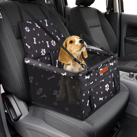 Dog Booster Car Seat - For Small Dogs, Puppies and Pets - With Clip On Safety Leash
