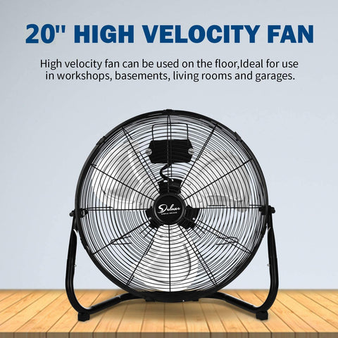 Ribbe Deluxe High Velocity Industrial Floor Fan | With Quiet Mode | 3-speed | In Black