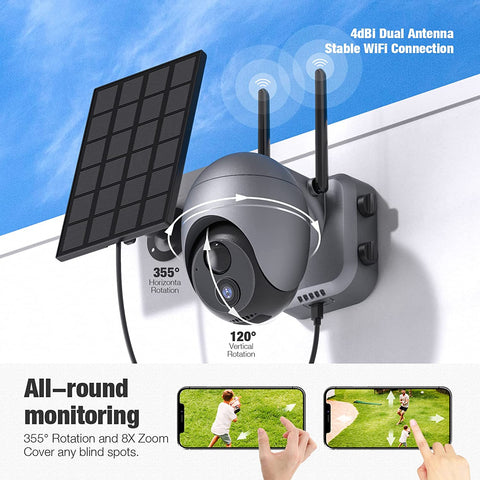 Wireless Solar Security Camera - Motion Detection, Night Vision and Two-Way Audio