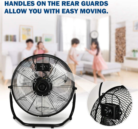 Ribbe Deluxe High Velocity Industrial Floor Fan | With Quiet Mode | 3-speed | In Black