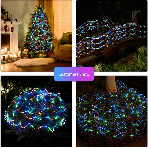 Outdoor Solar String Fairy Rope Lights - 40ft - 8 LED Color Modes - Waterproof