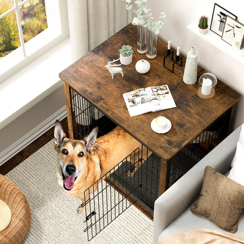 Wooden Dog Crate Kennel end Table