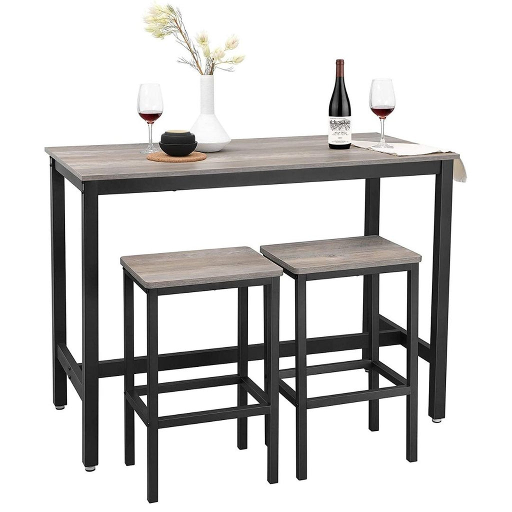 Bar table dining set with stools - In gray - By Ribbedecor