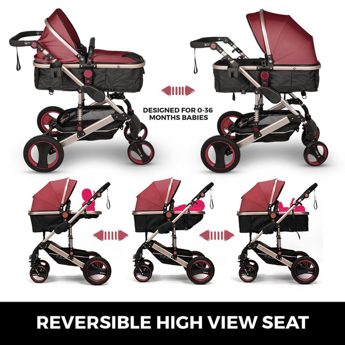 Red Baby Stroller Foldable Pram Car Seat