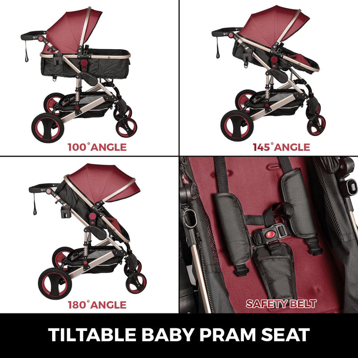 Red Baby Stroller Foldable Pram Car Seat