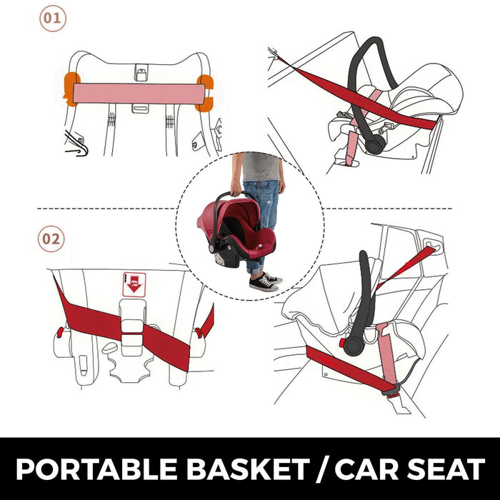 Red Baby Stroller Foldable Pram Car Seat