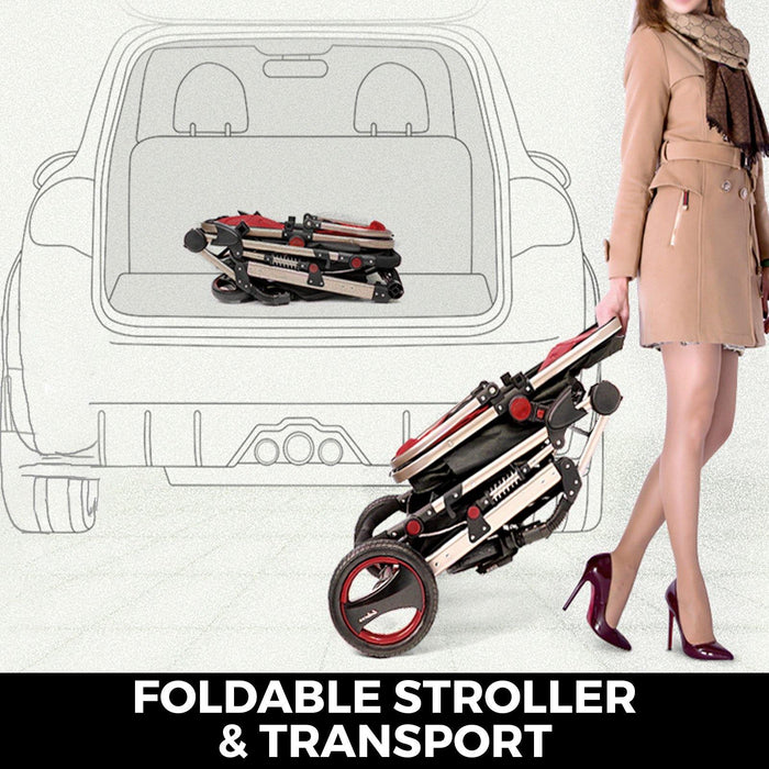 Red Baby Stroller Foldable Pram Car Seat