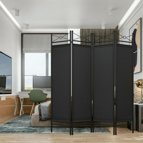 Room Divider By Ribbedecor - Midnight Black - Four Panel