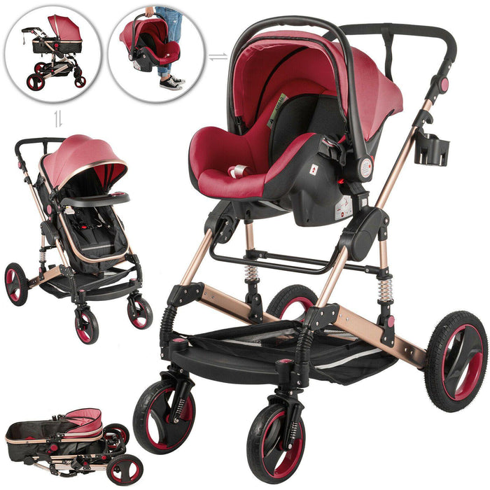 Red Baby Stroller Foldable Pram Car Seat