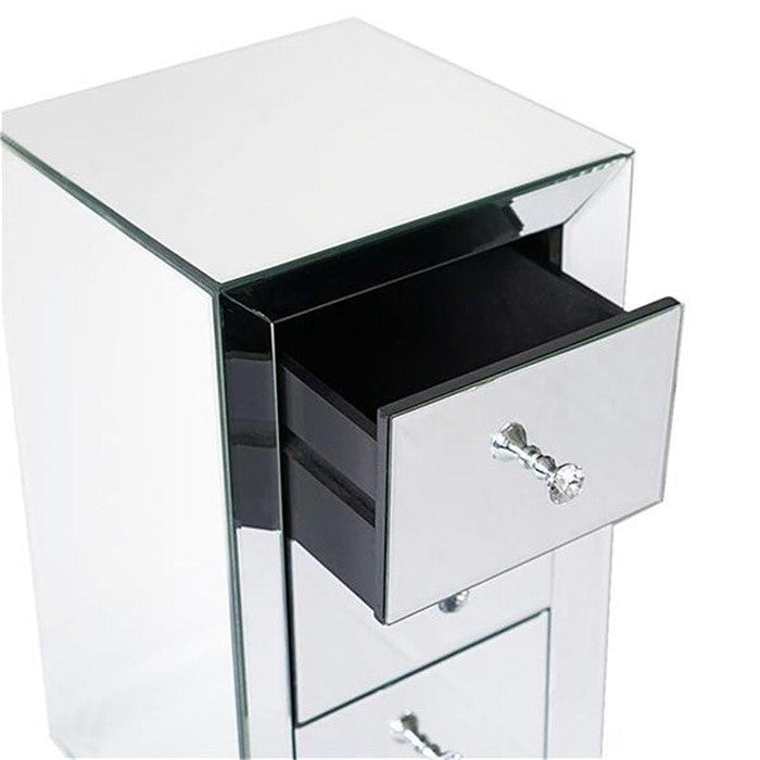 Three Drawer Silver Bedside Table