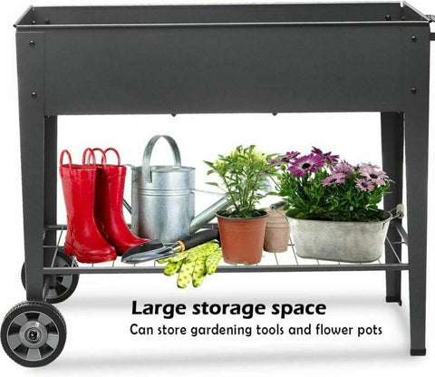 Raised garden bed on wheels | Elevated planter box | For flowers, herbs and vegetables - By Ribbedecor